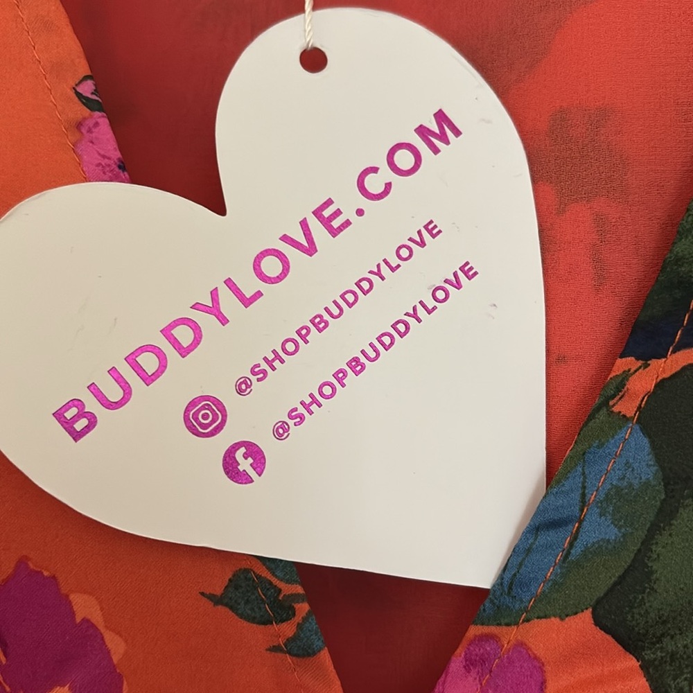 Buddy Love Satin Astrid Tuscan Rose NWT Orange kimono wrap style dress, size S - Picture 6 of 10